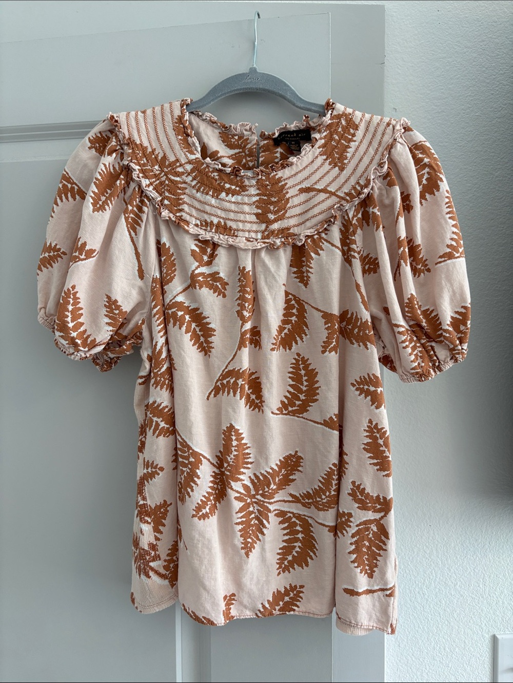 Current Air Cream Blouse with Rust Fern Print